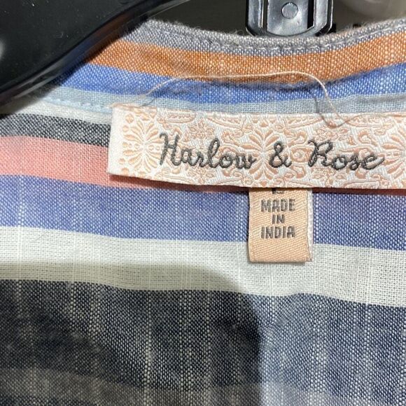Harlow & Rose Women's Multicolor Stripe Sleeveless Cotton Shirt Dress Size Large - Picture 10 of 10
